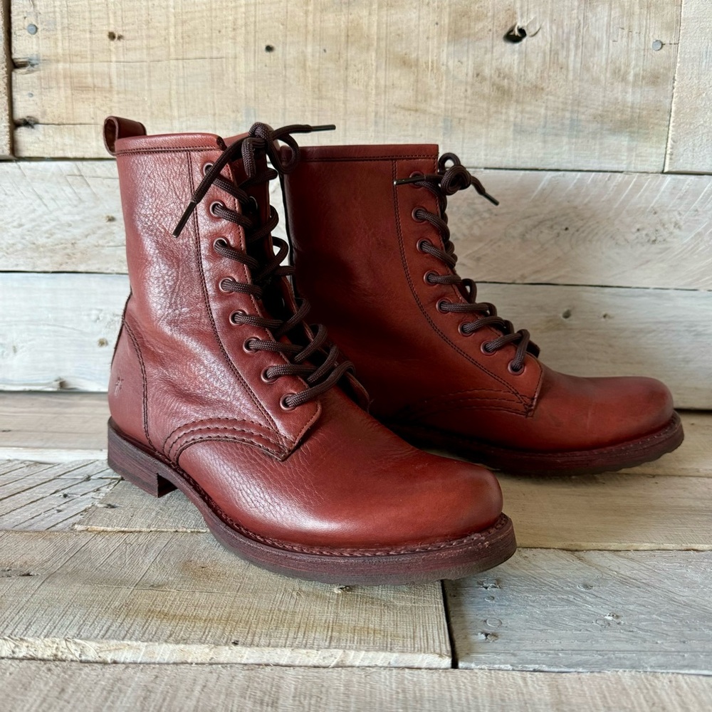 FRYE Veronica Red Leather Combat Boot 7.5